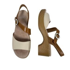 Dansko Marjory Sandal Womens 6-6.5 EU 37 Ivory Tan Leather Straps Open Toe
